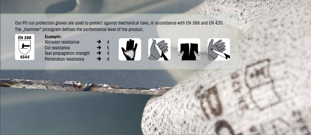 德國haupa 120300 PU textile glove 耐磨手套等級4131