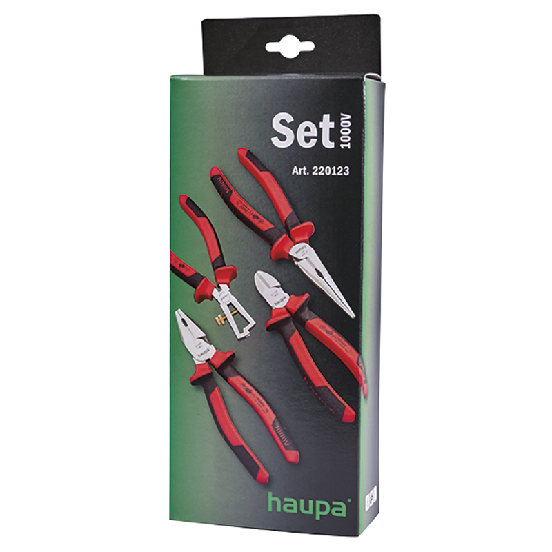 德國haupa 220123 2 components pliers set VDE, VDE 絕緣鉗(4隻組)