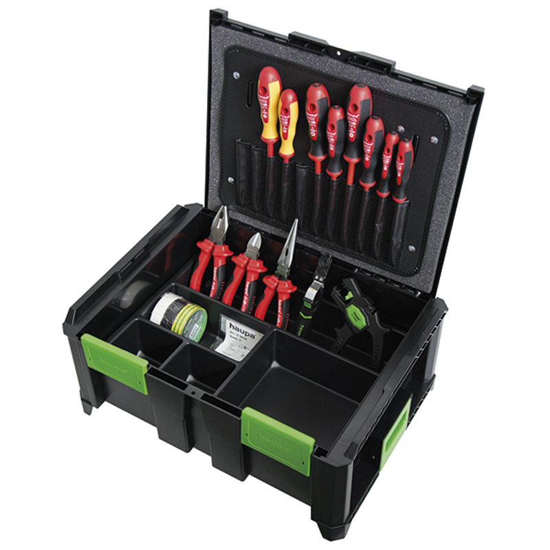 德國haupa 220392 SysCon M tool case set 系統工具箱工具套組|力騏企業有限公司 德國專業手工具 義大利ABS接線盒IP開關箱 進口歐式端子台 太陽能直流DC端子台 太陽能直流DC保險絲座 太陽能直流突波吸收器 太陽能交直流1000V數位鉤錶 軌道式接線端子台