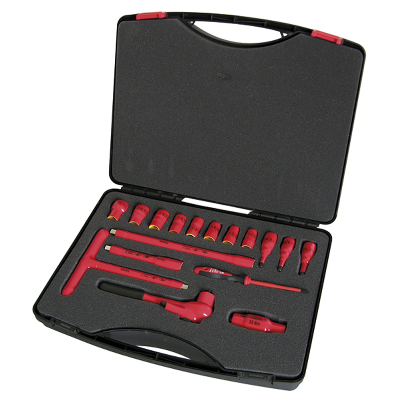德國haupa 雙色絕緣棘輪板手 三分工具組 3/8“  Tool case 1000 V