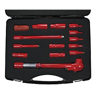 德國haupa 110873 雙色絕緣三分扭力扳手套筒工具組 3/8“Tool case 1000 V